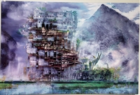 Scott Matyjaszek 16 x 24 Fantasy Hotel Digital Creation on Aluminum