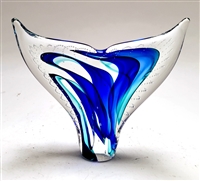 Scott Hartley  Large Transparent Blue Whales Tail Glass Sculpture