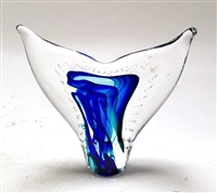 Scott Hartley  Small Transparent Blue Whales Tail Glass Sculpture