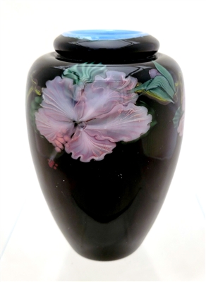 Lundberg Studios Daniel Salazar Pink Hibiscus on Black Mini Vase