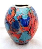 Tim Lazer Medium Turquoise Orange  Vase