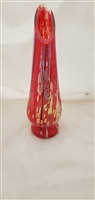 Tim Lazer Hand Blown  Medium Red and Silver Glass Bud  Vase