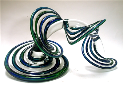 Thomas Kelly Heechee Large Transparent Blue Green Glass Sculpture