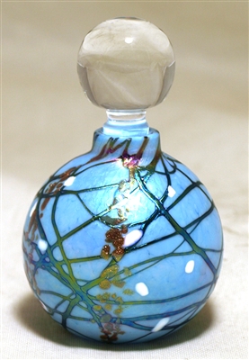 Bryce Dimitruk Hand Blown Glass Round Turquoise Silver Perfume