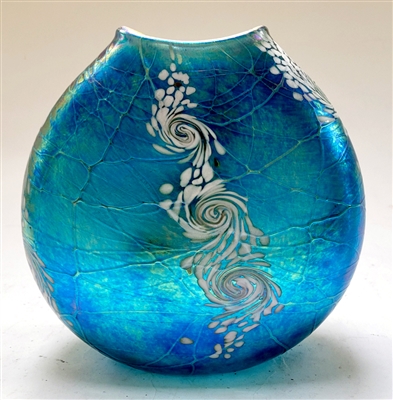 Bryce Dimitruk Hand Bown Glass Tropical Swirl Flat Vase