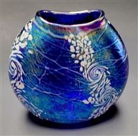 Bryce Dimitruk Hand Bown Glass Cobalt Blue Flat Vase
