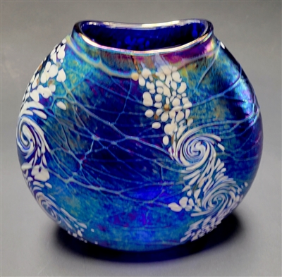 Bryce Dimitruk Hand Bown Glass Cobalt Blue Flat Vase