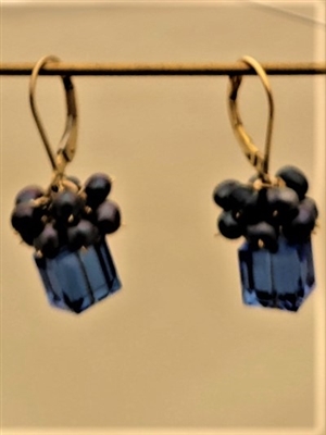 Wendy Lin Cobalt Blue Cube Glass Bead Earrings