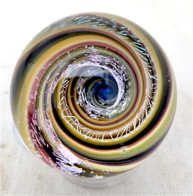 Filip Vogelpohl 1 1/2"  Yellow/Black Dichro Vortex Glass Marble