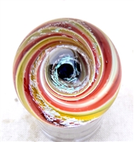 Filip Vogelpohl 1 1/2"  Yellow/Red/White Dichro Vortex Glass Marble
