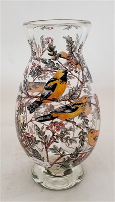 Ron and Gail Lukian Hand Blown Baltimore Oriole Vase