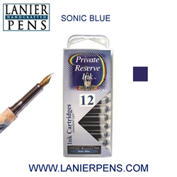 Private Reserve Sonic Blue 12 Pack Cartridge Fountain Pen Ink C17 - Lanier Pens