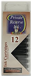 12 Pack - Private Reserve Ink, Universal Fountain Pen Ink Cartridges Clear Case, Vampire Red