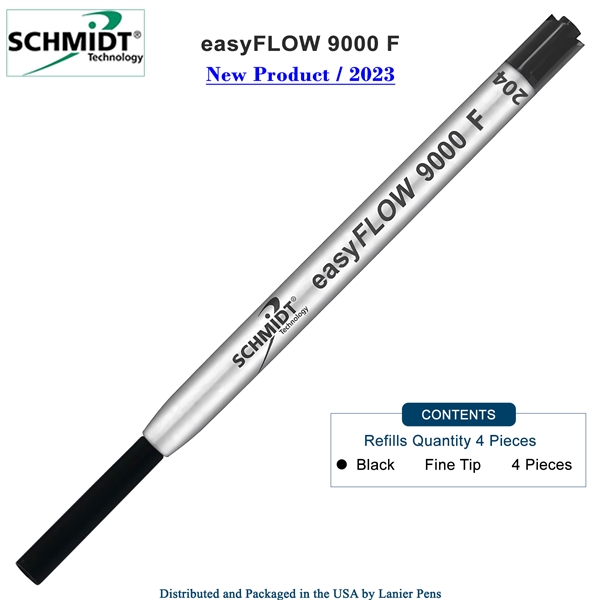 Imprinted Schmidt easyFLOW9000 Ballpoint Refill- Black Ink, Fine Tip 0.8mm - Pack of 4 by Lanier Pens, Wood N Dreams, wndpens