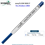 Imprinted Schmidt easyFLOW9000 Ballpoint Refill- Blue Ink, Fine Tip 0.8mm - Pack of 3 by Lanier Pens, Wood N Dreams, wndpens