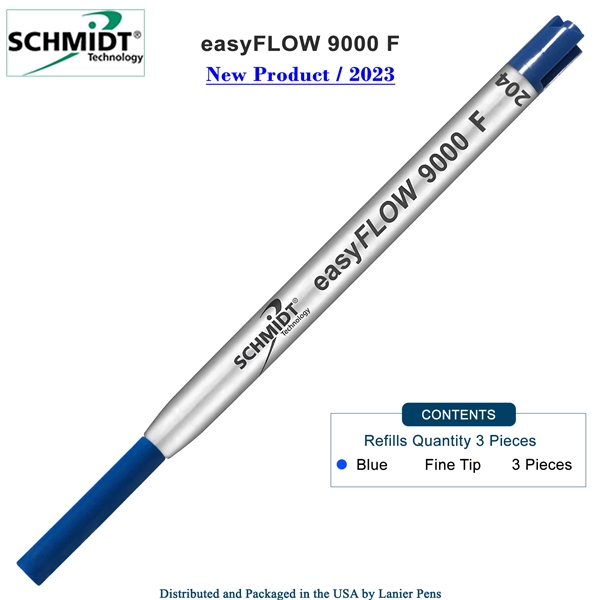 Imprinted Schmidt easyFLOW9000 Ballpoint Refill- Blue Ink, Fine Tip 0.8mm - Pack of 3 by Lanier Pens, Wood N Dreams, wndpens