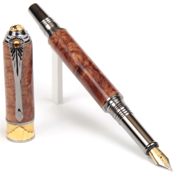 Art Deco Fountain Pen - Afzilia Snakeskin by Lanier Pens, lanierpens, lanierpens.com, wndpens, WOOD N DREAMS, Pensbylanier