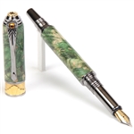 Art Deco Fountain Pen - Green Maple Burl by Lanier Pens, lanierpens, lanierpens.com, wndpens, WOOD N DREAMS, Pensbylanier