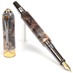 Art Deco Fountain Pen - Gray & Black Maple Burl by Lanier Pens, lanierpens, lanierpens.com, wndpens, WOOD N DREAMS, Pensbylanier