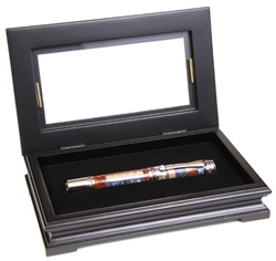 Fancy Black Maple Gift Box with Glass Display Top