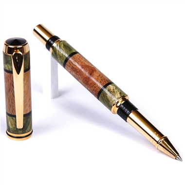 Baron Rollerball Pen - White Oak with Green Inlay by Lanier Pens, lanierpens, lanierpens.com, wndpens, WOOD N DREAMS, Pensbylanier