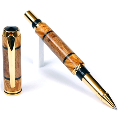 Baron Rollerball Pen - White Oak with Yellow Inlay by Lanier Pens, lanierpens, lanierpens.com, wndpens, WOOD N DREAMS, Pensbylanier