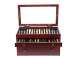 Mahogany Pen Chest with Glass Top - 46 Pens