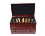 Mahogany Pen Chest with Wood Top - 76 Pens