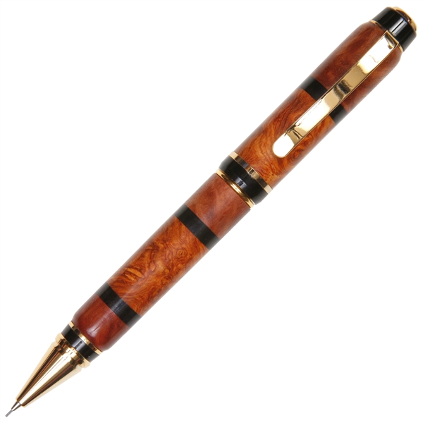 Cigar Twist Pencil - Ambonya Burl, Red & Brown Malee Burl with Ebony Inlays by Lanier Pens, lanierpens, lanierpens.com, wndpens, WOOD N DREAMS, Pensbylanier