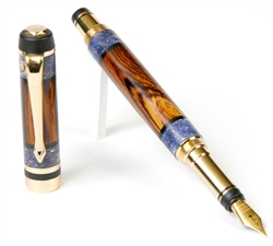 Classic Elite Fountain Pen - Cocobolo with Blue Box Elder Inlays