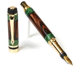 Classic Elite Fountain Pen - Cocobolo with Green Box Elder Inlays