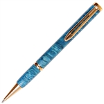 Longwood Twist Pen - Turquoise Box Elder by Lanier Pens, lanierpens, lanierpens.com, wndpens, WOOD N DREAMS, Pensbylanier