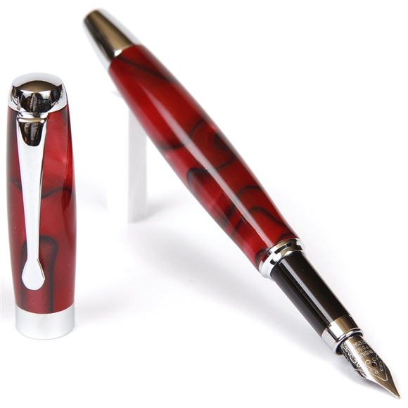 Red & Black Marbleized Gloss Body Fountain Pen by Lanier Pens