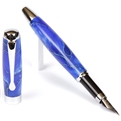 Blue & Pearl Marbleized Gloss Body Fountain Pen by Lanier Pens