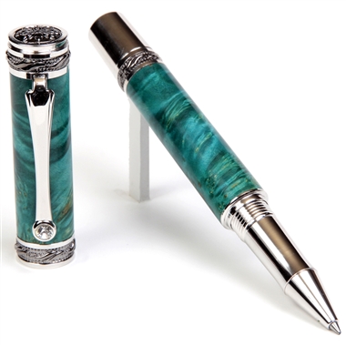 Majestic Rollerball Pen - Turquoise Box Elder by Lanier Pens, lanierpens, lanierpens.com, wndpens, WOOD N DREAMS, Pensbylanier