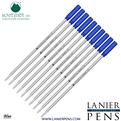 10 Pack - Monteverde Soft Roll Ballpoint C13 Paste Ink Refill Compatible with most Cross Style Ballpoint Pens - Blue (Medium Tip 0.7mm) - Wood N Dreams