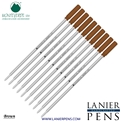 10 Pack - Monteverde Soft Roll Ballpoint C13 Paste Ink Refill Compatible with most Cross Style Ballpoint Pens - Brown (Medium Tip 0.7mm) - Wood N Dreams