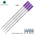 4 Pack - Monteverde Soft Roll Ballpoint C13 Paste Ink Refill Compatible with most Cross Style Ballpoint Pens - Purple (Medium Tip 0.7mm) - Wood N Dreams