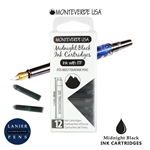 Monteverde G305MB Ink Cartridges Clear Case Gemstone Midnight Black- Pack of 12