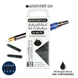 Monteverde G305MB Ink Cartridges Clear Case Gemstone Midnight Black- Pack of 12