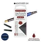 Monteverde G305NB Ink Cartridges Clear Case Gemstone Napa Burgundy- Pack of 12