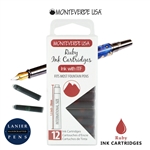Monteverde G305RU Ink Cartridges Clear Case Gemstone Ruby- Pack of 12
