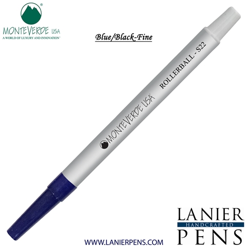 Monteverde Rollerball S22 Paste Ink Refill Compatible with most Sheaffer Style Rollerball Pens - BlueBlack (Fine Tip 0.6mm) - Wood N Dreams