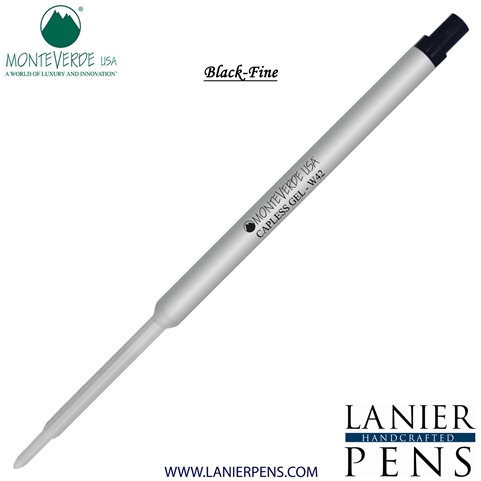Monteverde Capless Ballpoint W42 Gel Ink Refill Compatible with most Waterman Style Ballpoint Pens - Black (Fine Tip 0.6mm) - Wood N Dreams