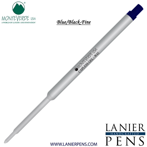 Monteverde Capless Ballpoint W42 Gel Ink Refill Compatible with most Waterman Style Ballpoint Pens - BlueBlack (Fine Tip 0.6mm) - Wood N Dreams