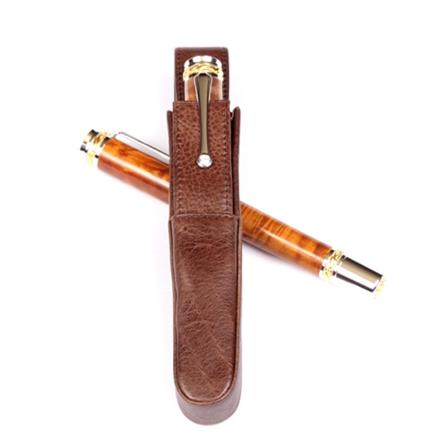 Genuine Premium Quality Beautiful Luxurious Leather Tan Triple Pen