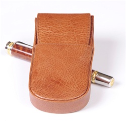 Tan Triple Leather Pen Box Round by Lanier Pens, lanierpens, lanierpens.com, wndpens, WOOD N DREAMS, Pensbylanier