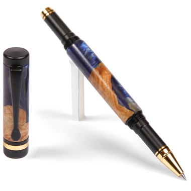 Classic Rollerball Pen - Blue and Silver Burl End Cap by Lanier Pens, lanierpens, lanierpens.com, wndpens, WOOD N DREAMS, Pensbylanier