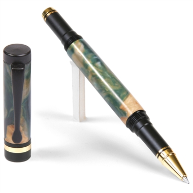 Classic Rollerball Pen - Green and Silver Burl End Cap by Lanier Pens, lanierpens, lanierpens.com, wndpens, WOOD N DREAMS, Pensbylanier