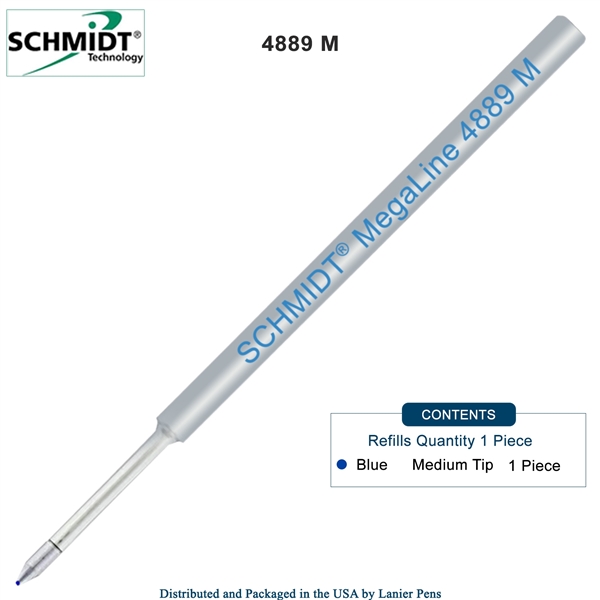 Schmidt 4889 MegaLine Pressurized Refill - Blue Ink (Medium Tip 0.7mm) by Lanier Pens, Wood N Dreams